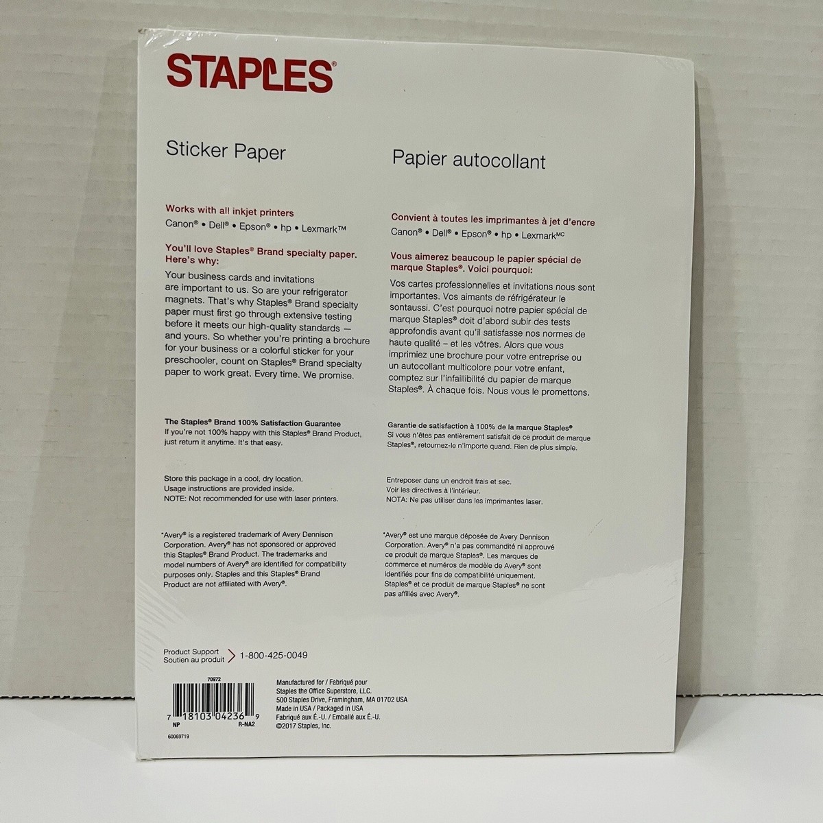 Staples Matte White Sticker Paper 8 5 X 11 30 Sheets 60069718 EBay