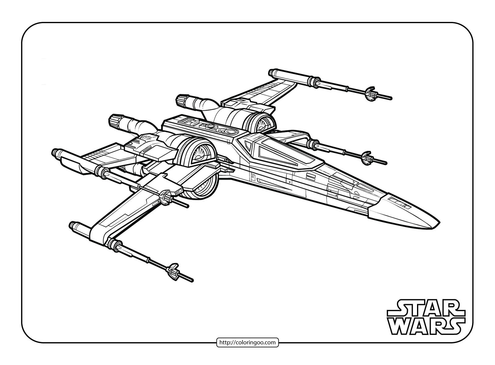 x wing fighter coloring page