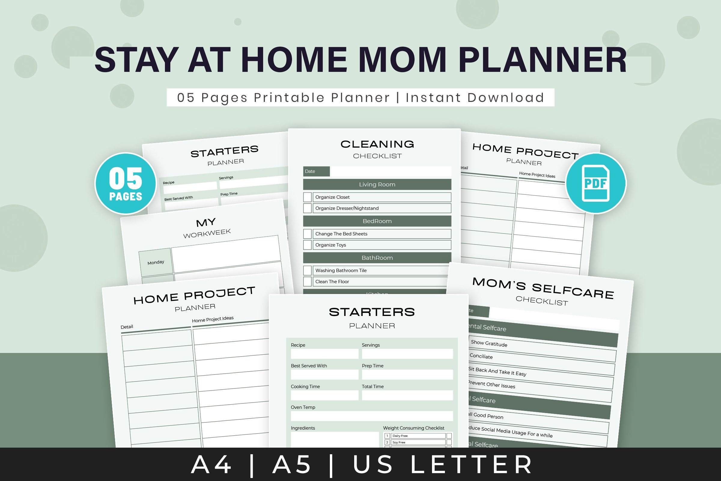 Stay At Home Mom Planner Daily Checklist Home Project digital Download Etsy