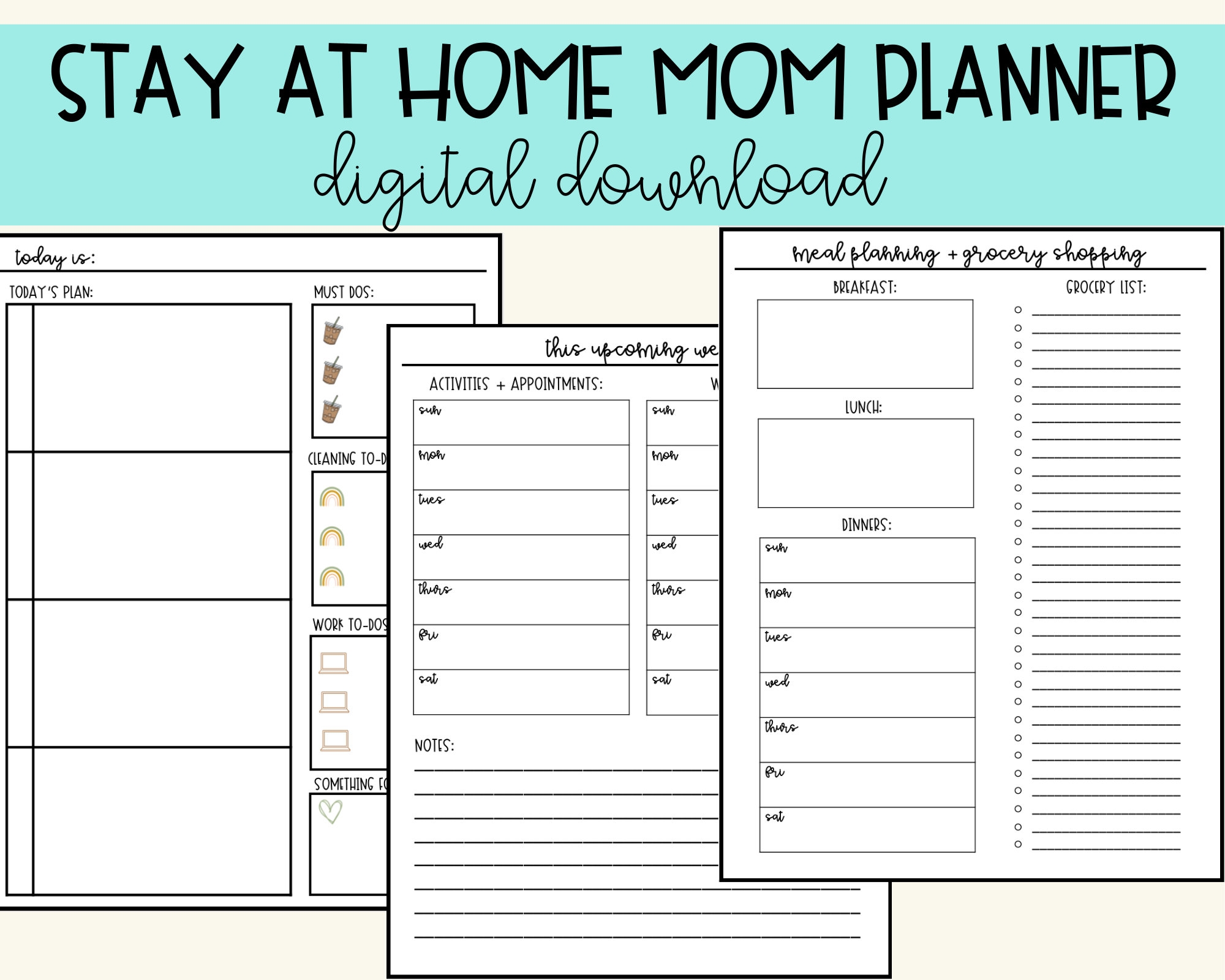 Stay At Home Mom Work From Home Mom 2024 Planner Monthly Weekly Daily Planner Printable PDF DIGITAL DOWNLOAD Etsy
