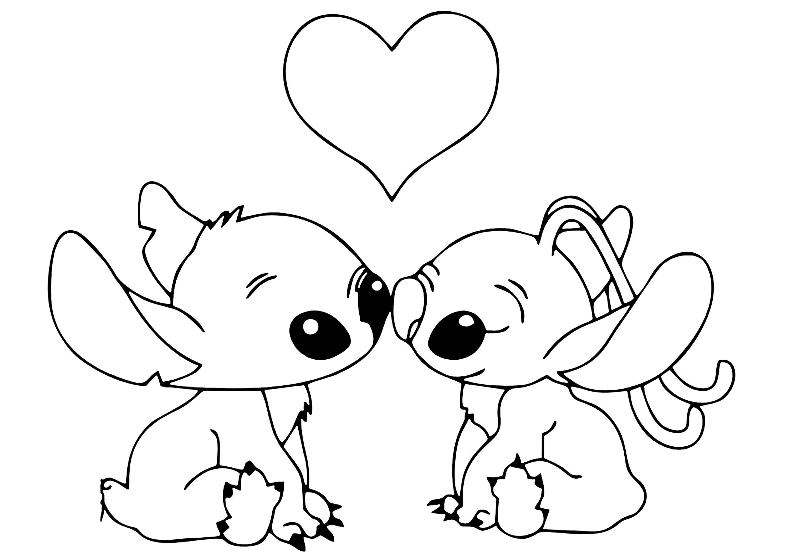 Stitch And Angel With A Big Heart Lilo And Stitch Coloring Pages