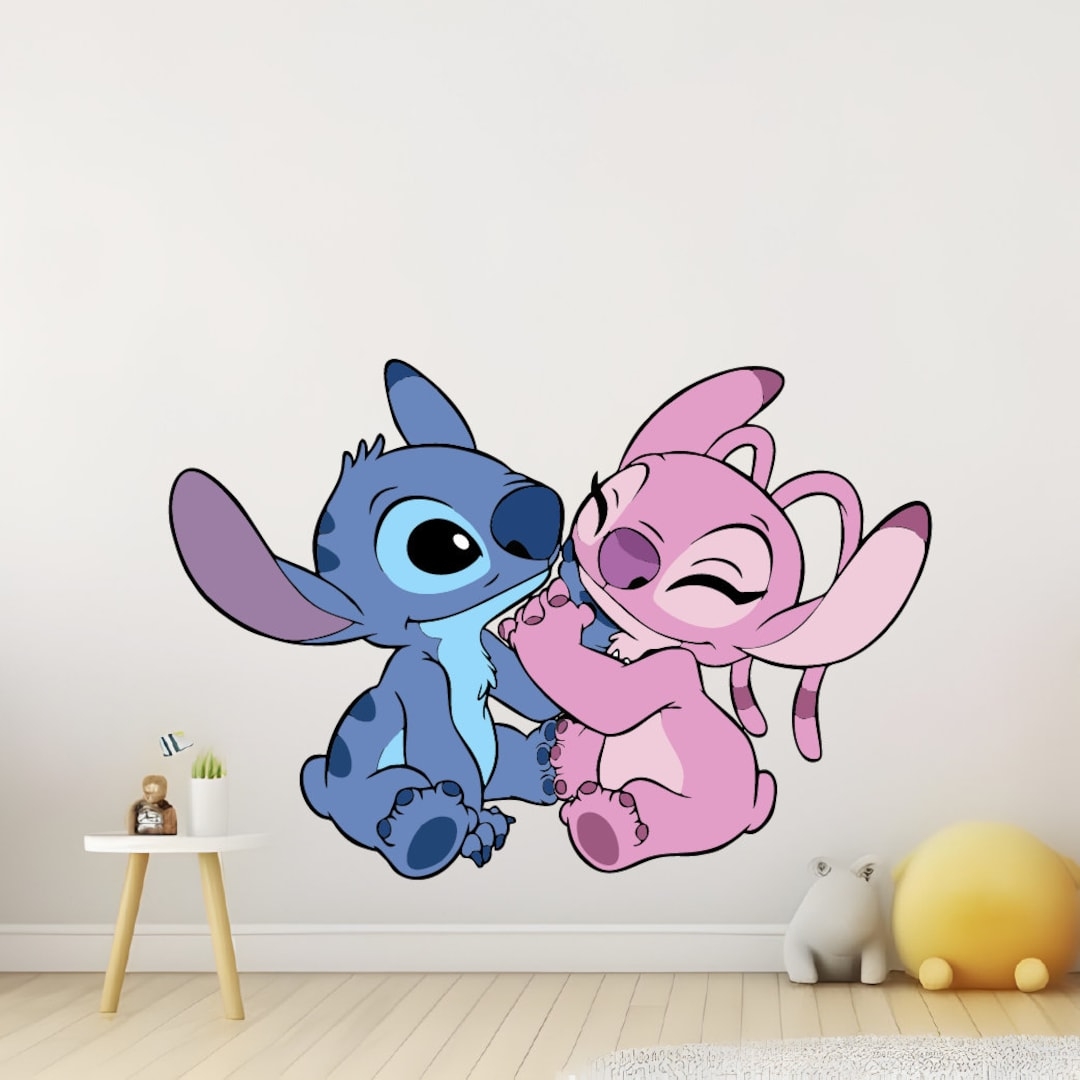 Stitch Angel Vinyl Wall Graphic Bedroom Decor Nursery Wallpaper Sticker Vinyl Lilo Stitch Etsy