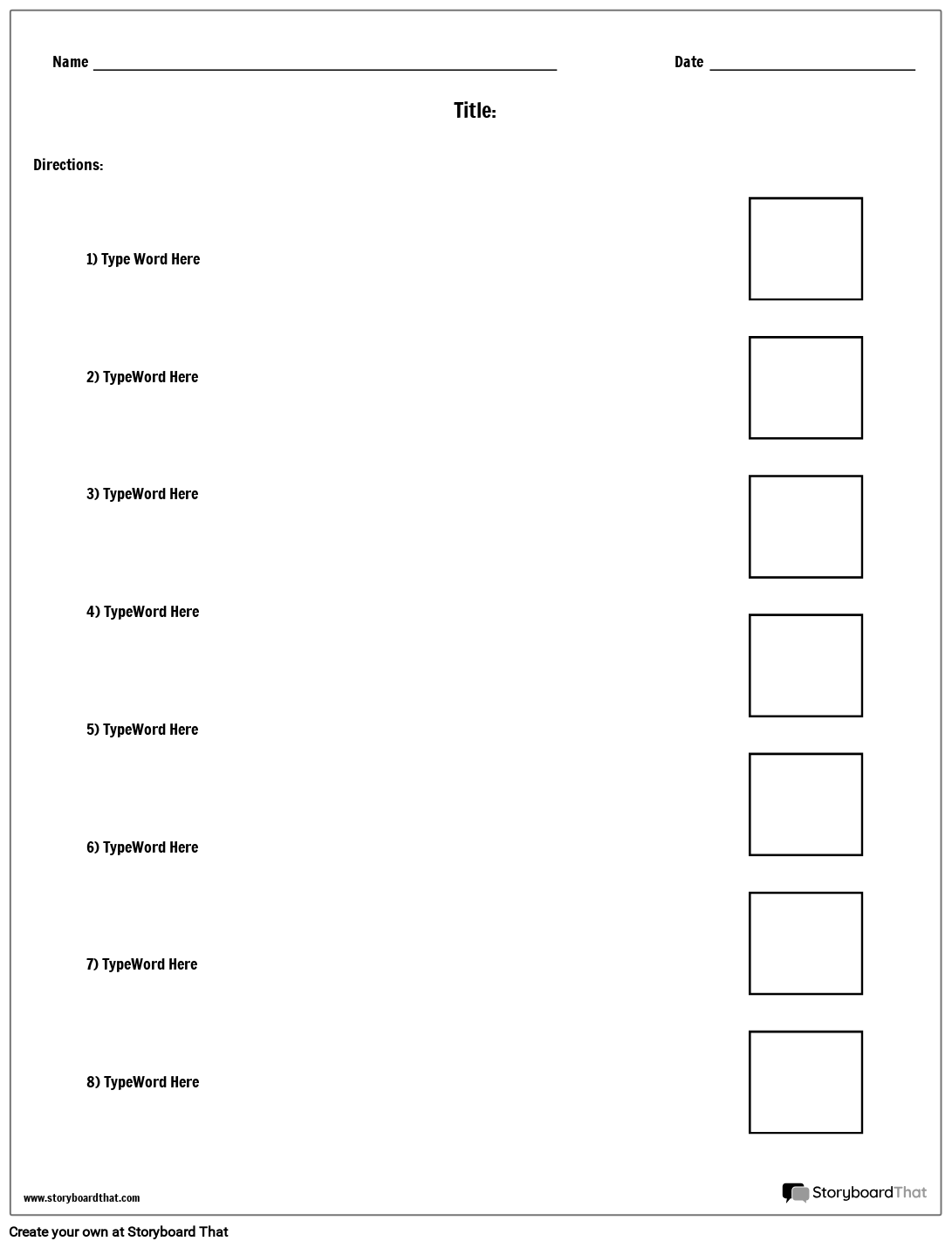 Storyboard That Matching Worksheet Templates For Educators