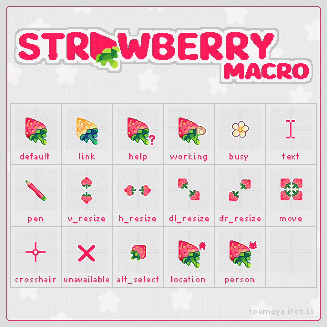 Strawberry Macro Micro Cursor Pack By Toumeya