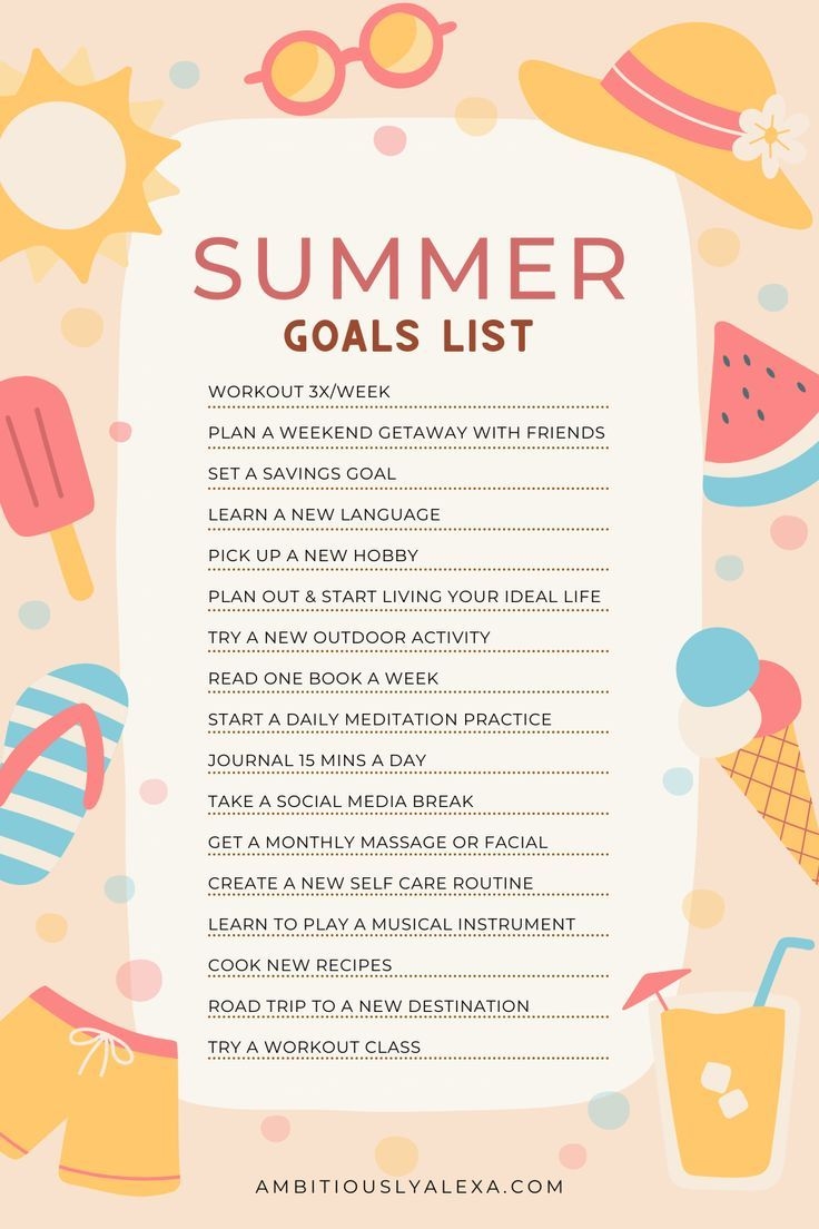 Summer Goals For Adults For Teens With Boyfriend With Friends Summer Goals List