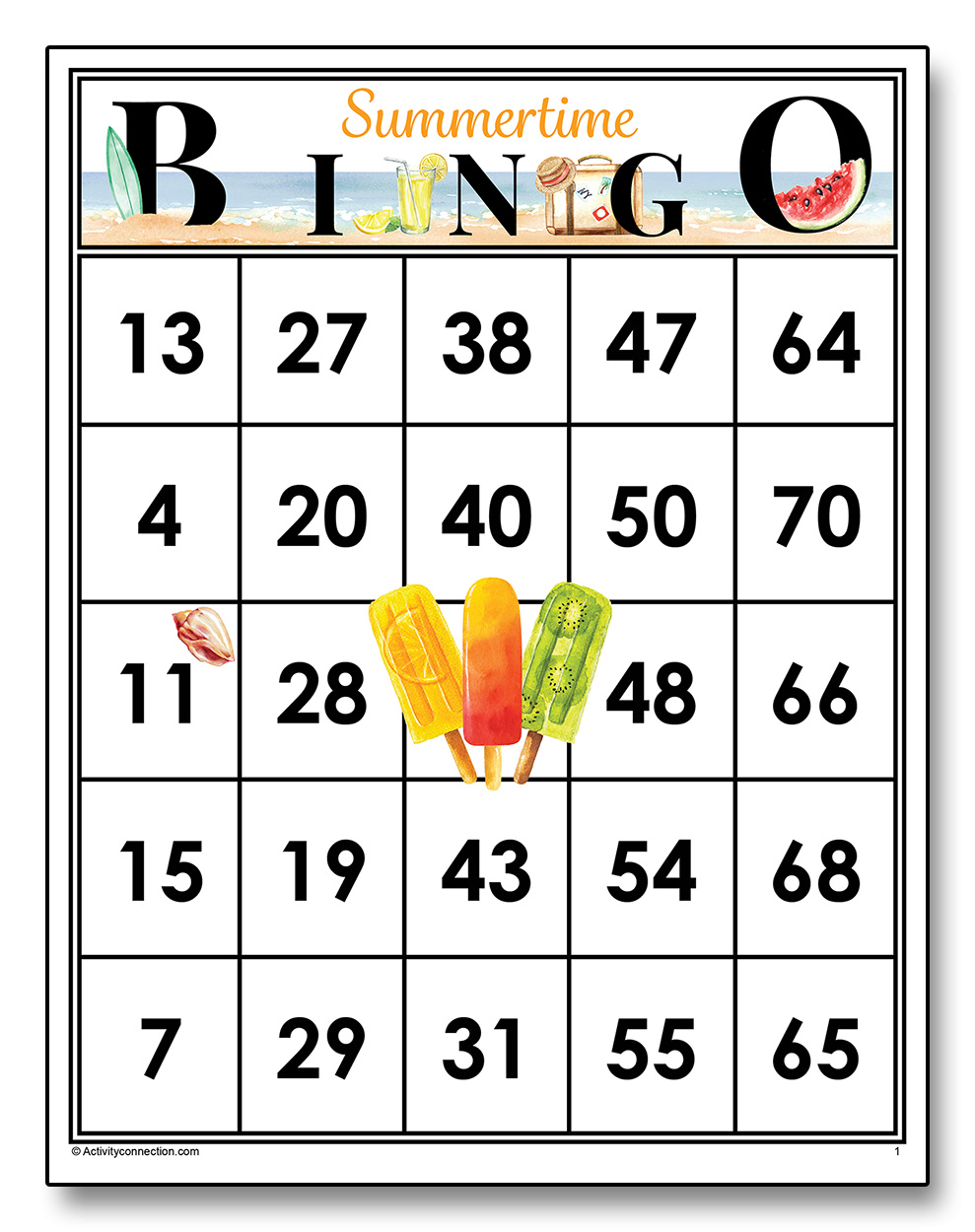 Summertime Bingo Cards Printable Activity Connection