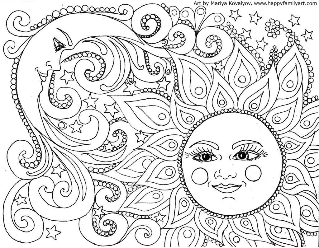 Sun And Moon Adult Coloring Page Etsy Hong Kong