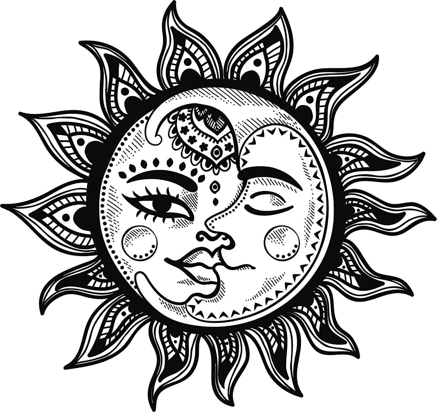 Sun And Moon Adult Coloring Page Etsy