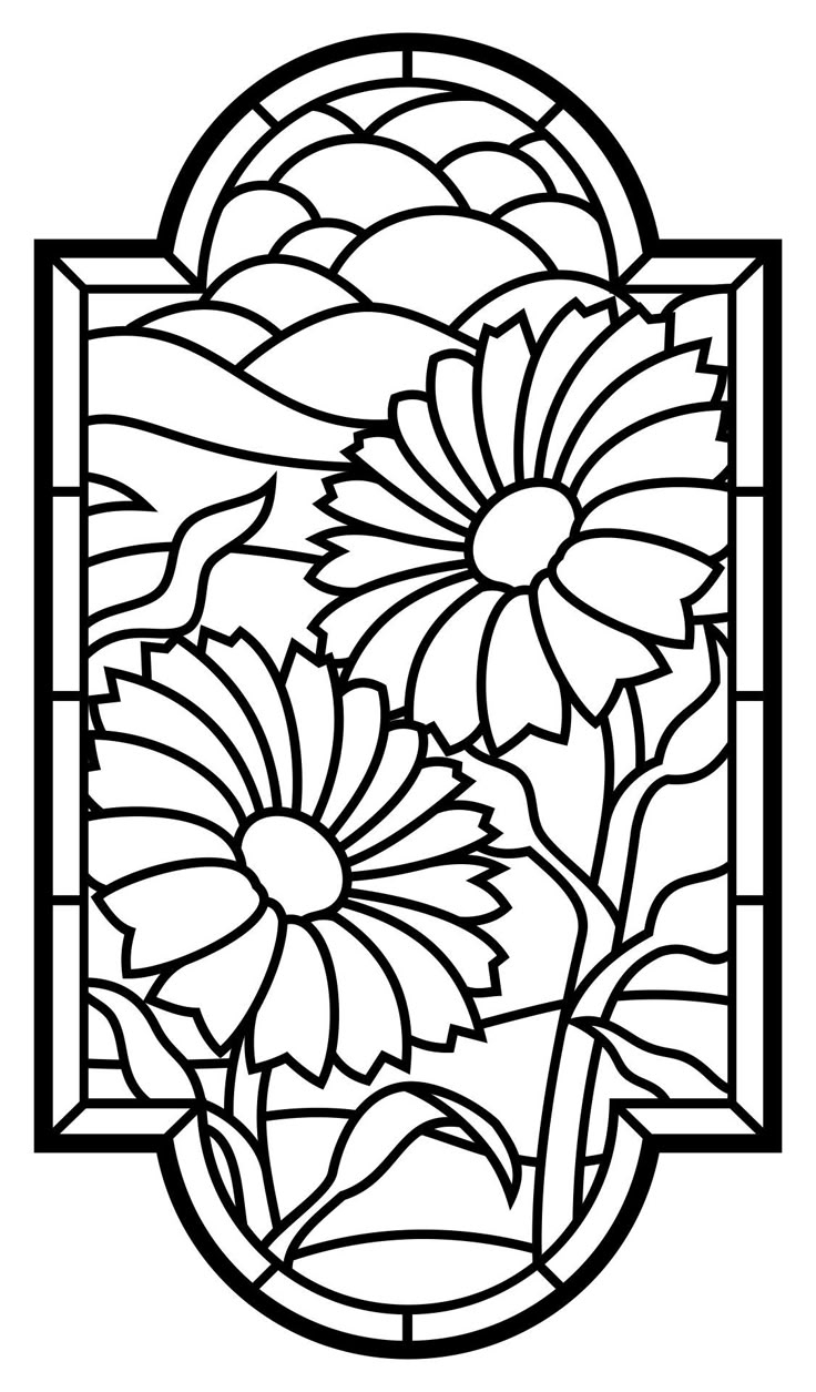 free printable stained glass patterns sunflower