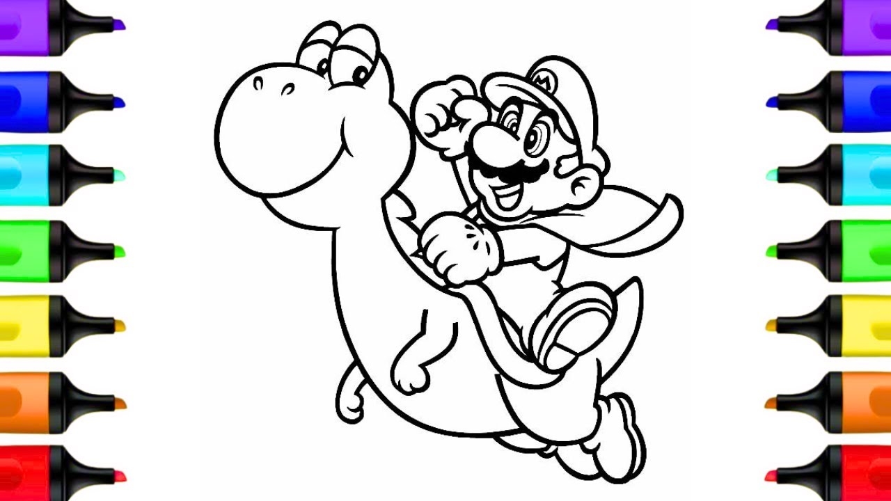Super Mario And Yoshi Coloring Pages Super Mario Coloring Book Videos YouTube