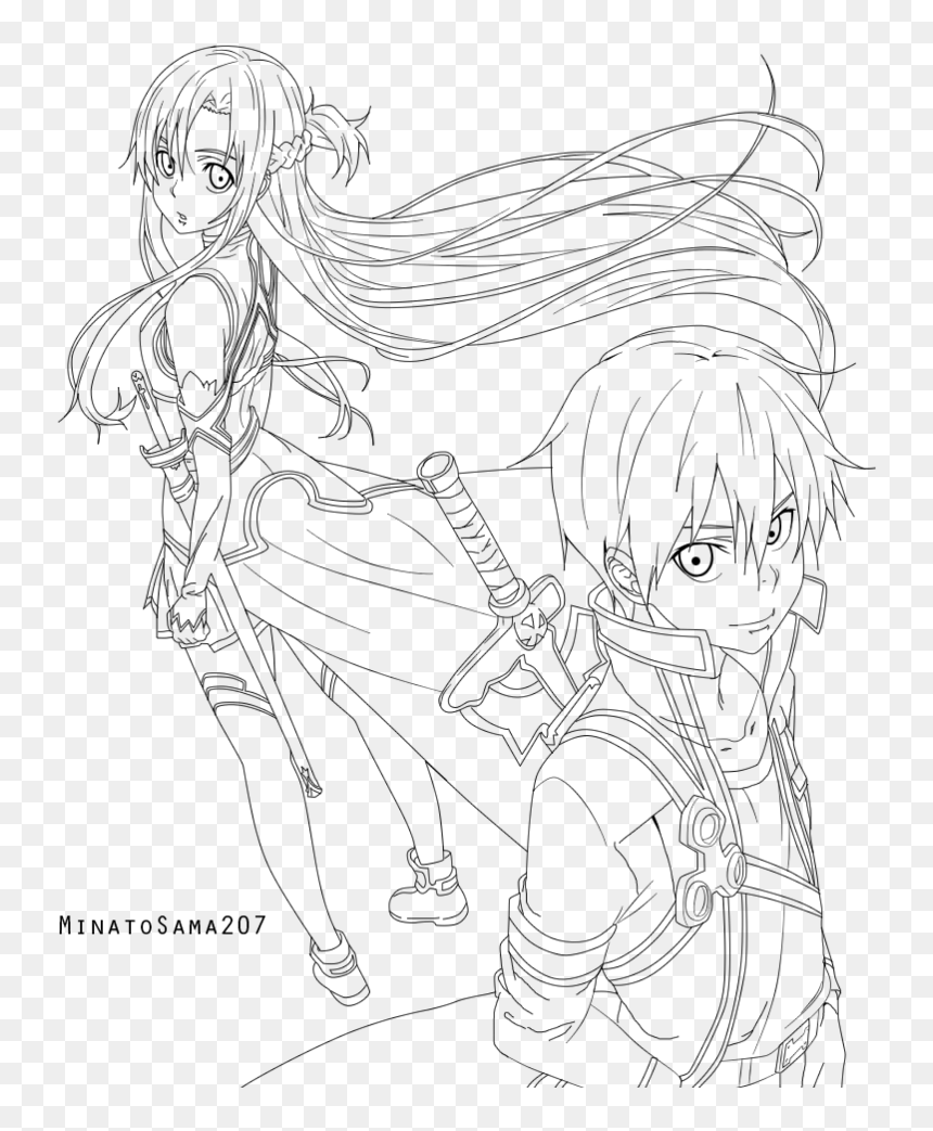 Sword Art Online Family Coloring Pages Sword Art Online Lineart HD Png Download Vhv