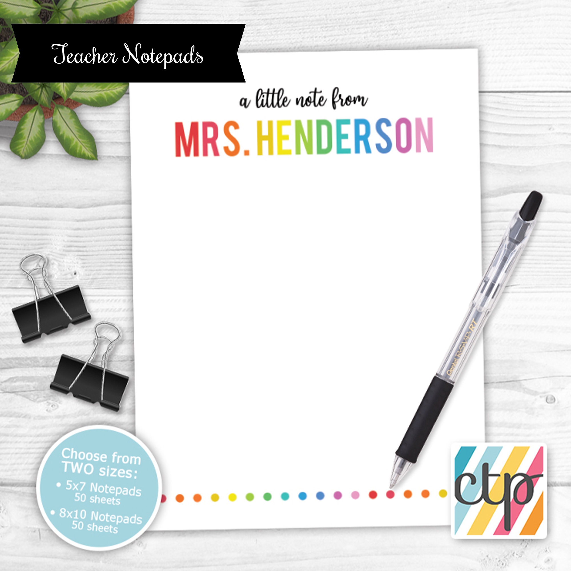 Teacher Notepad Personalized Notepad Teacher Appreciation Gift Teacher Gifts Etsy