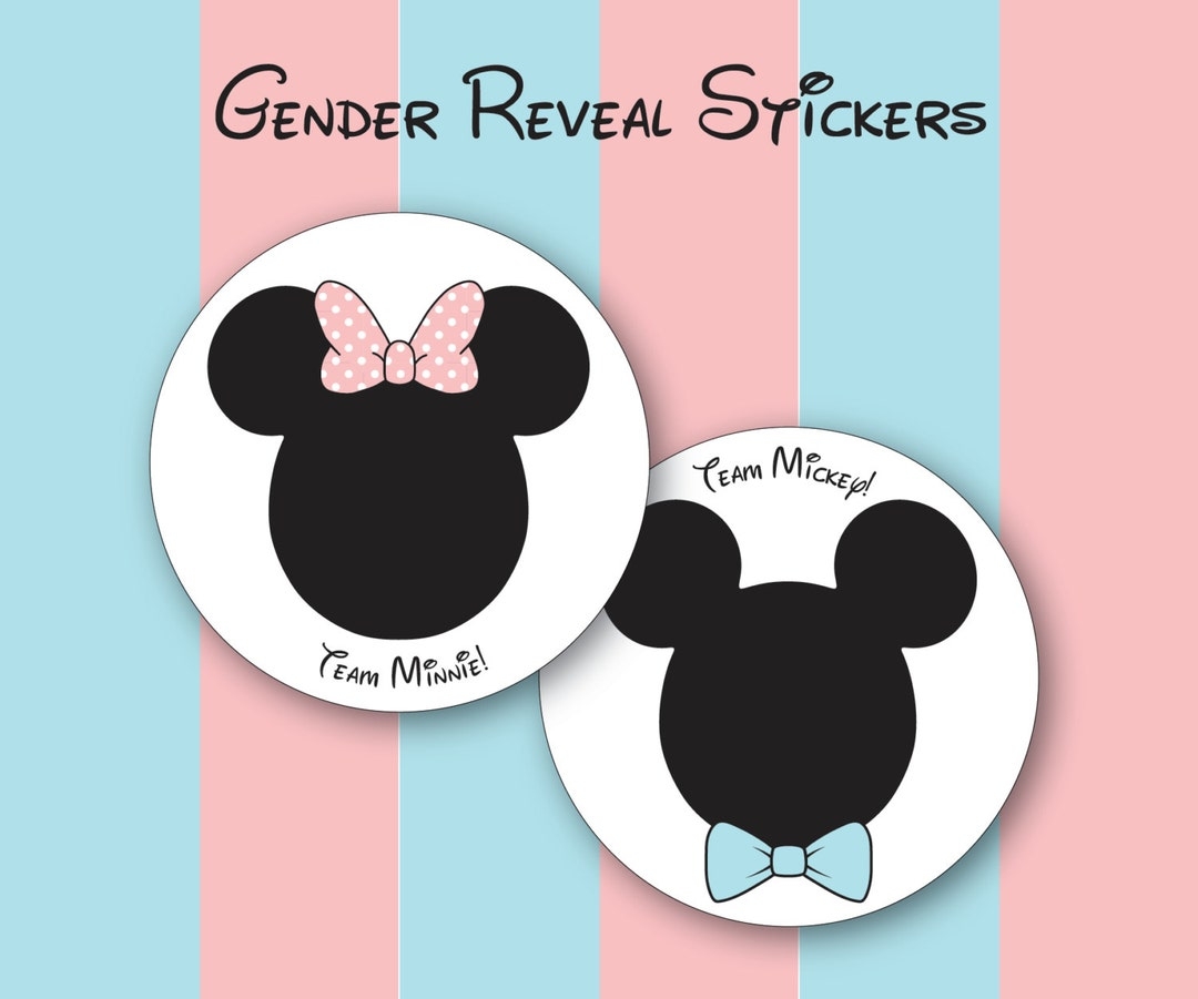 Team Mickey Or Team Minnie Gender Reveal Stickers Mickey Minnie Disney Baby Etsy