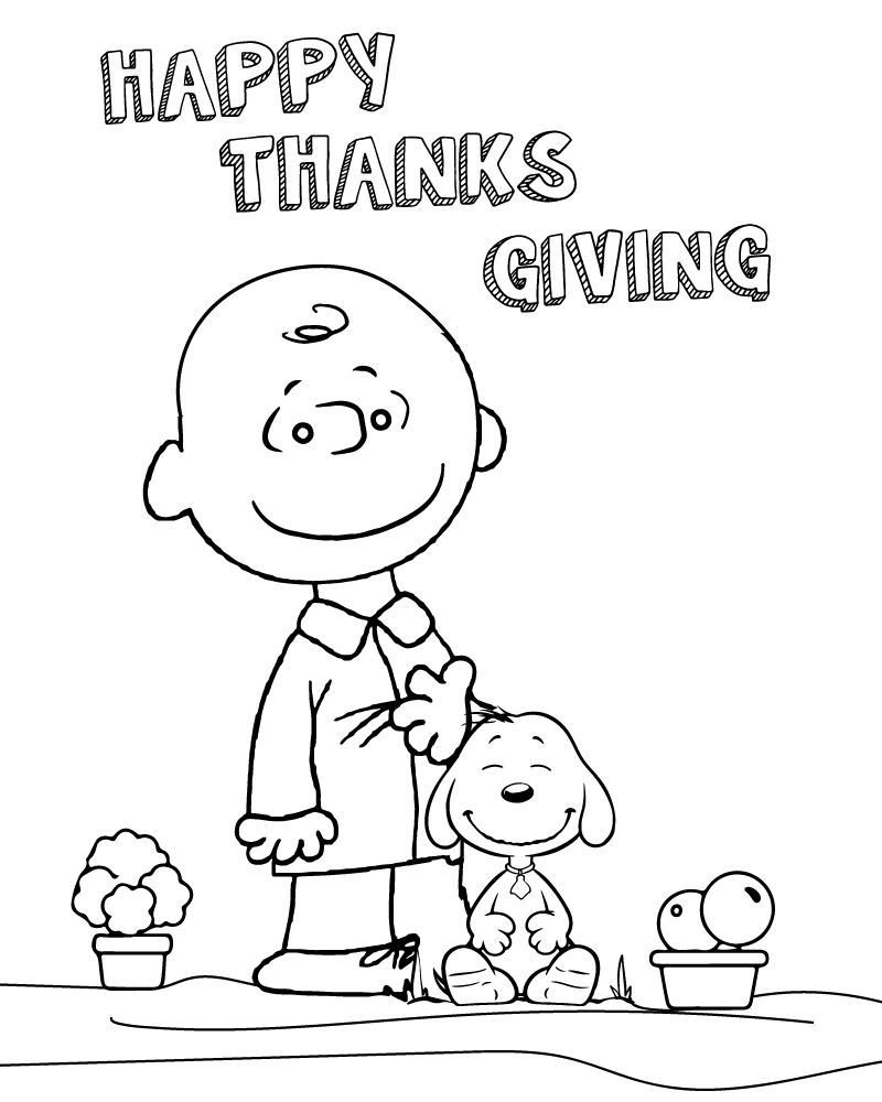 charlie brown thanksgiving coloring page