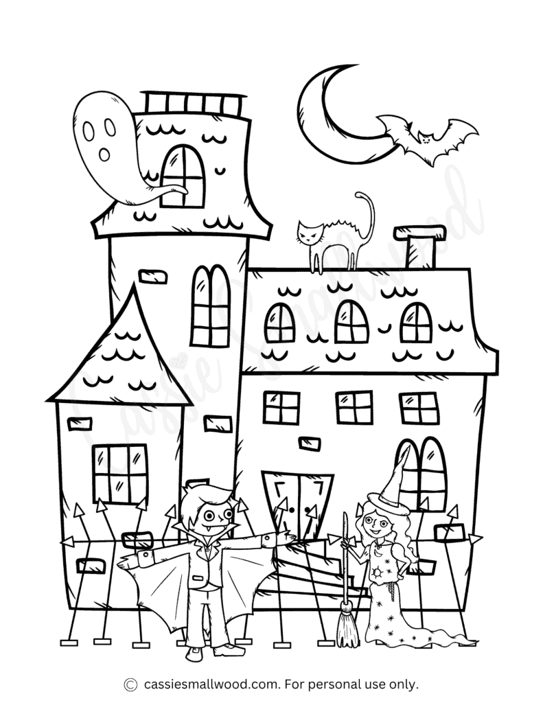 haunted house coloring pages printables