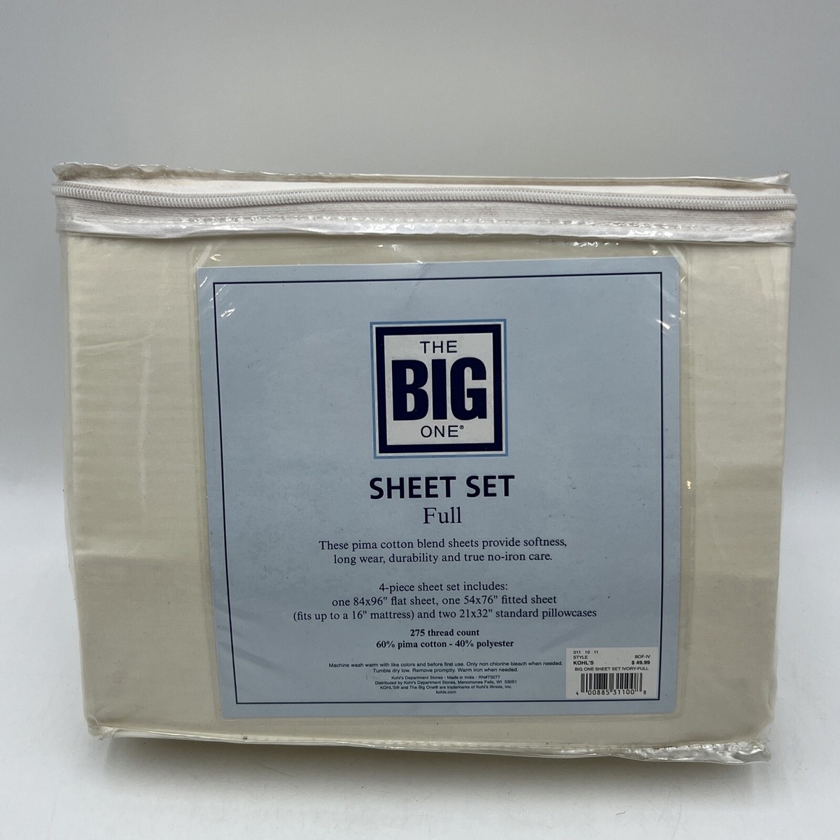 The Big One Ivory Cream Cotton Rich Sheet Set 275 Thread Full Bed Sheets L3 EBay