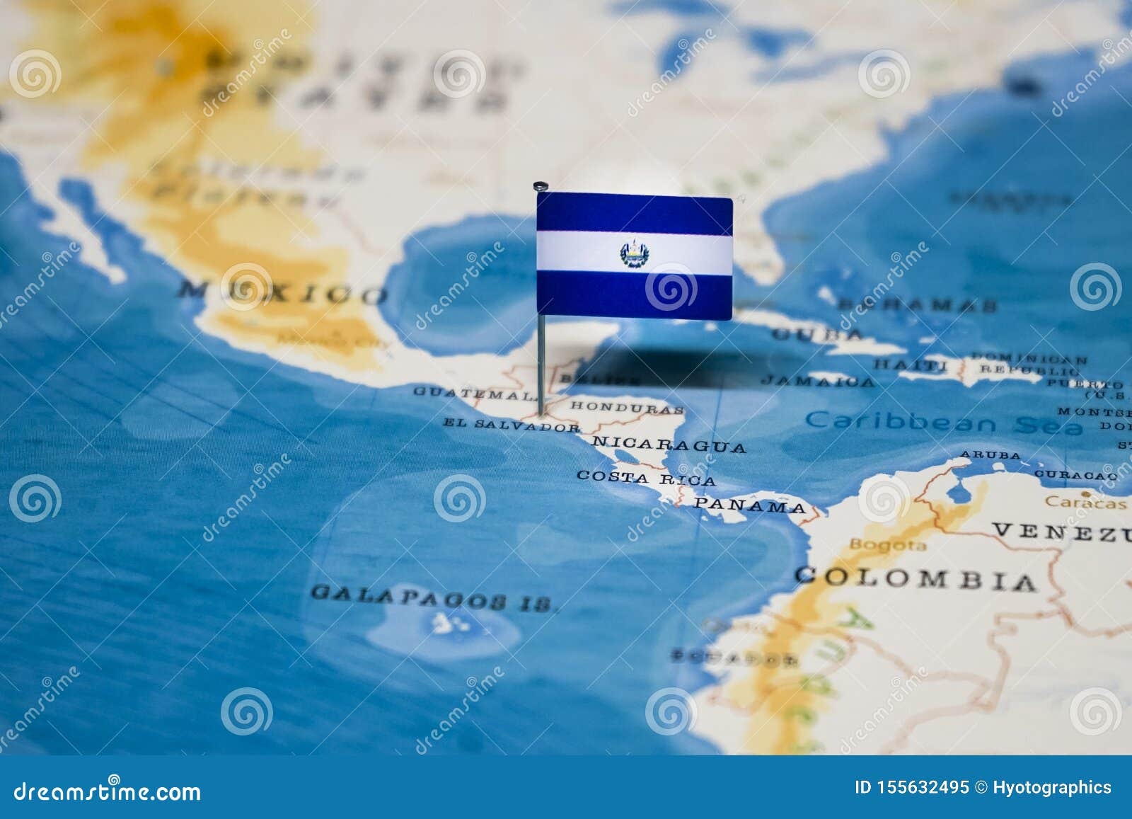 The Flag Of El Salvador In The World Map Stock Image Image Of Paper Education 155632495