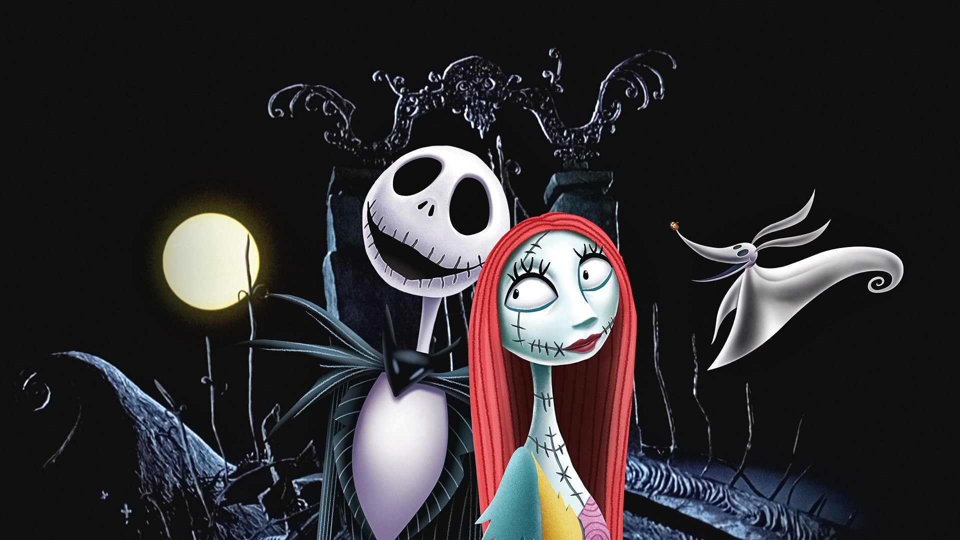 The Nightmare Before Christmas HD Jack Sally Zero In Spooky Moonlight