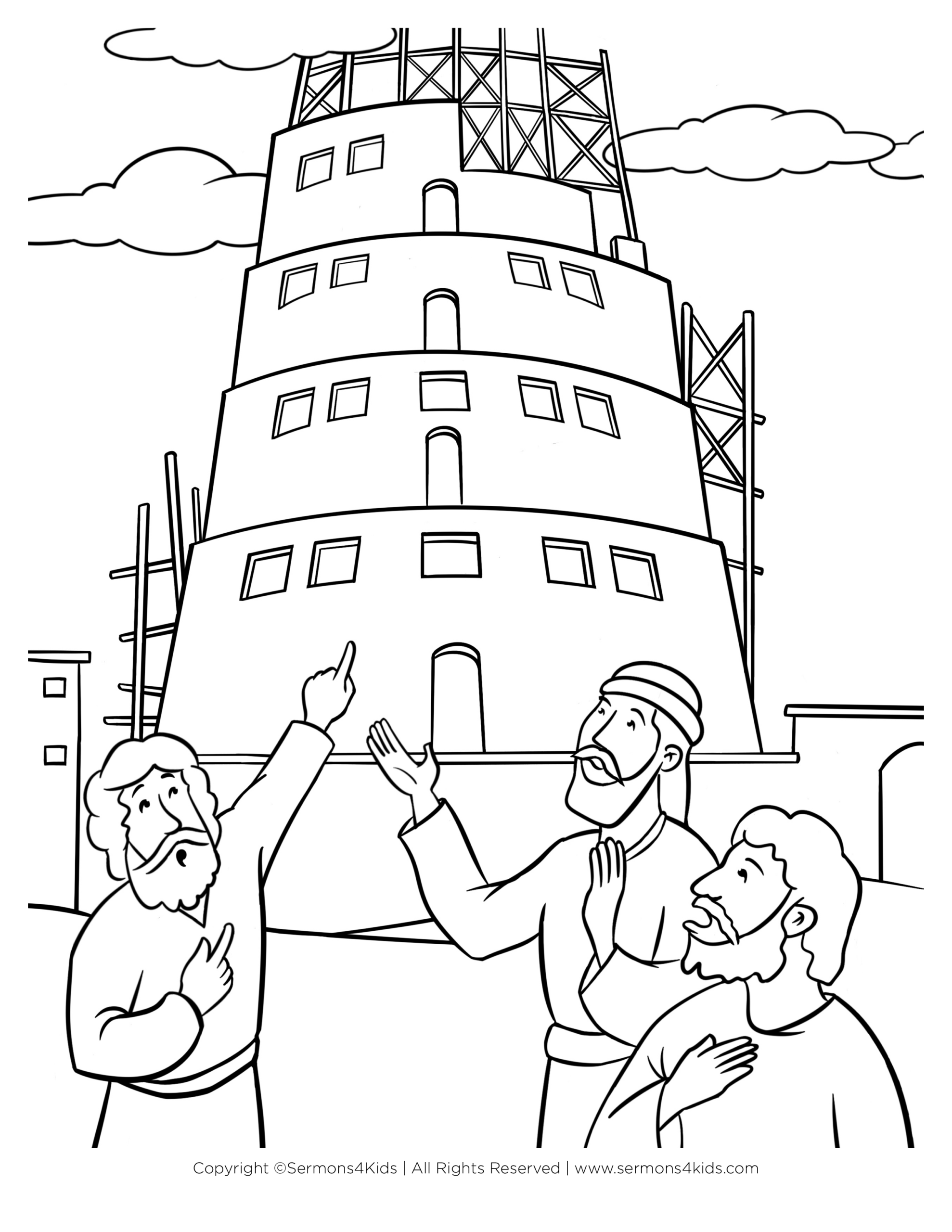The Tower Of Babel Children s Bible Coloring Page From Sermons4Kids 