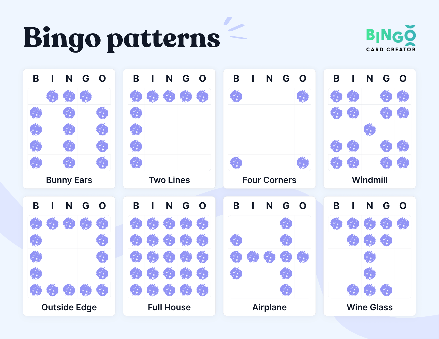 printable bingo patterns