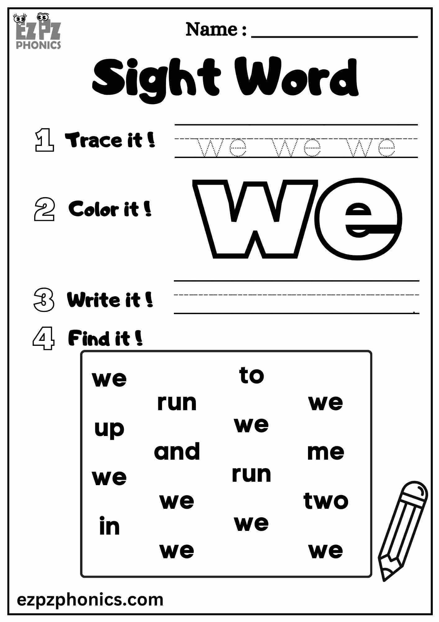 kindergarten word worksheets