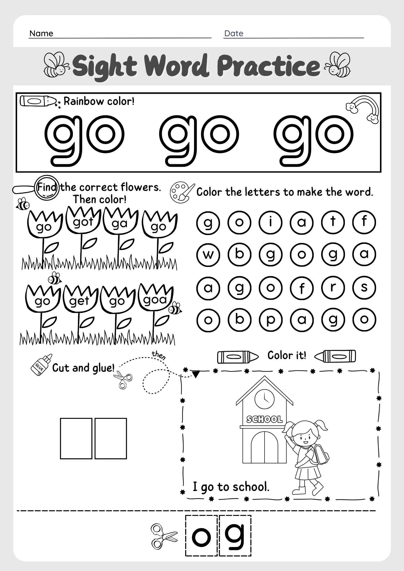 free printable sight words worksheets