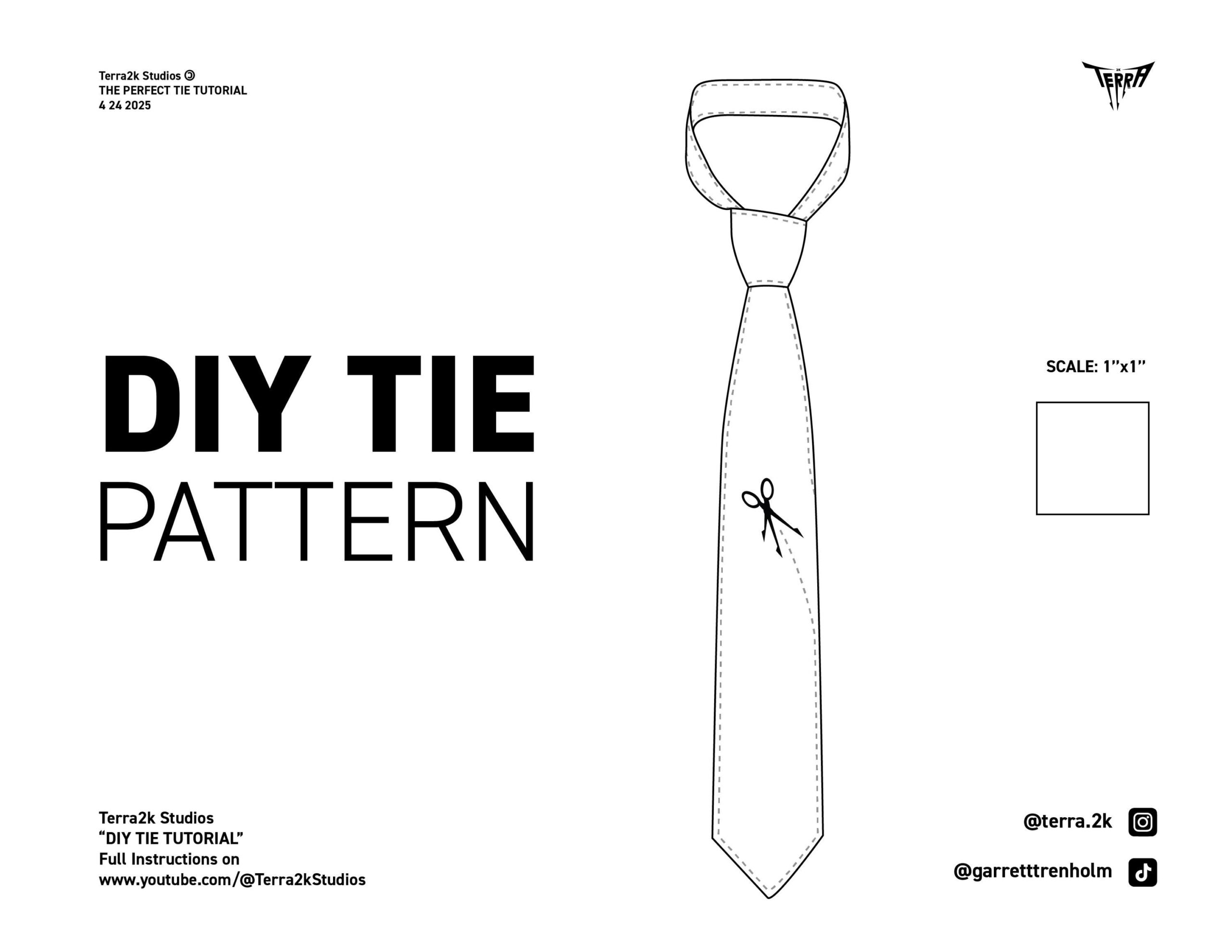 Tie Sewing Pattern With Video And PDF Instructions Etsy