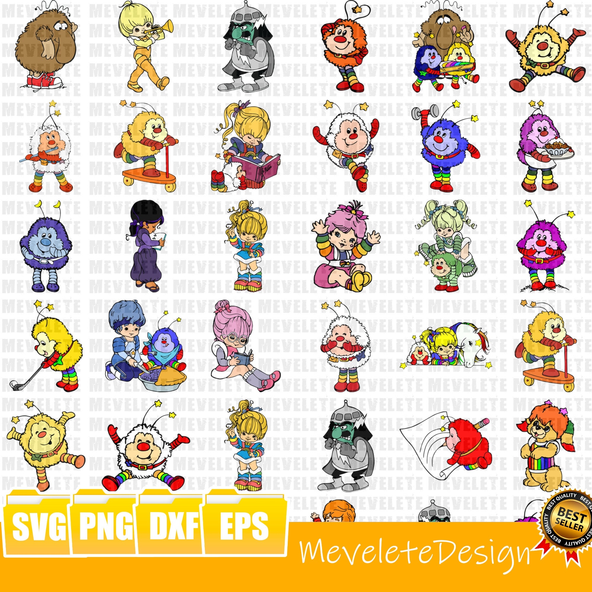 TLS Toy Collectible Set Rainbow Brite Limited Edition Sprite Collector Set 7 Pack 1 25 inch Cheebee Micro Figures Vintage Cufflinks