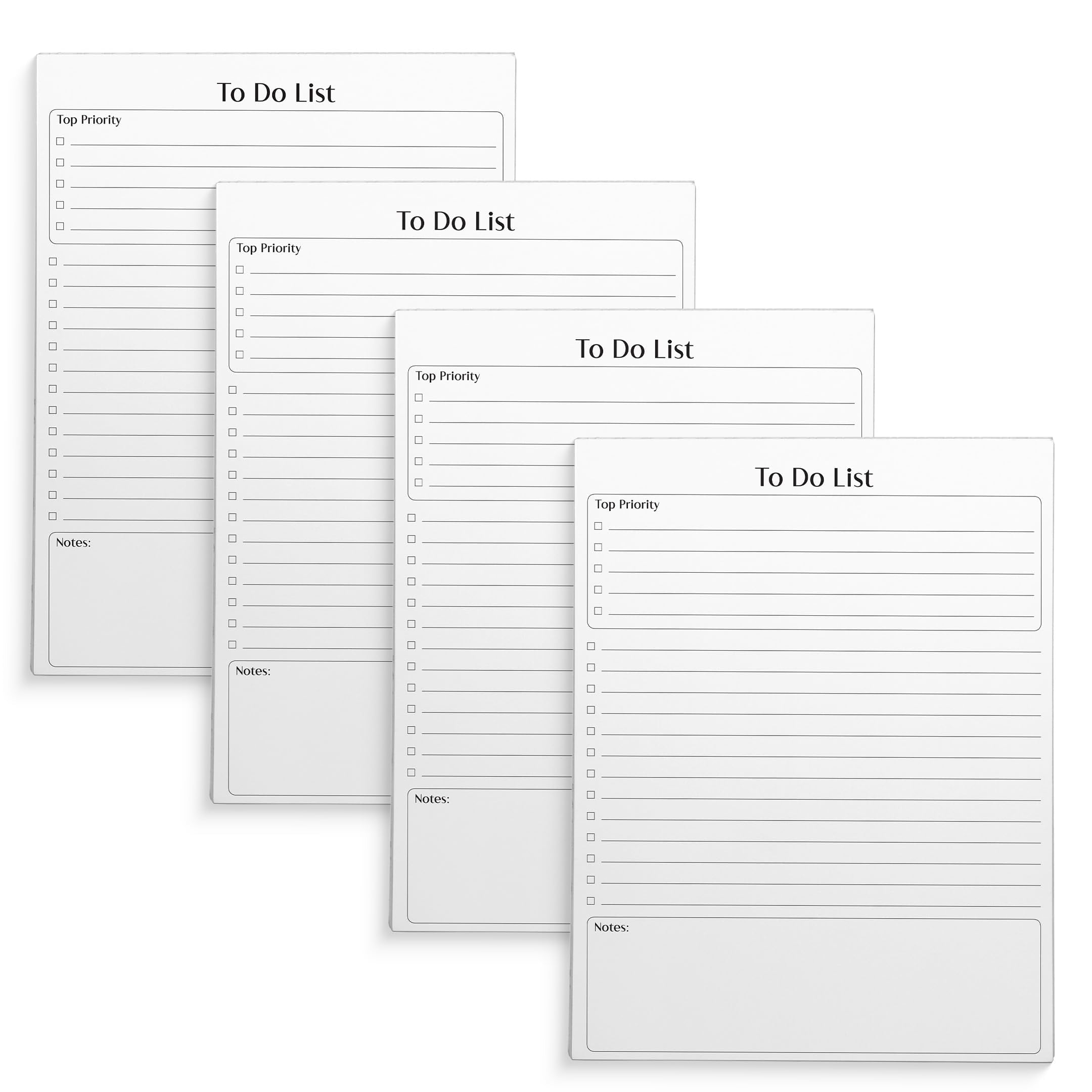 To Do List Notepad 8 5 X 11 Planning Note Pad 50 Sheets Daily Agenda Productivity Checklist Organizer By Better Office Products 4 Pack Walmart