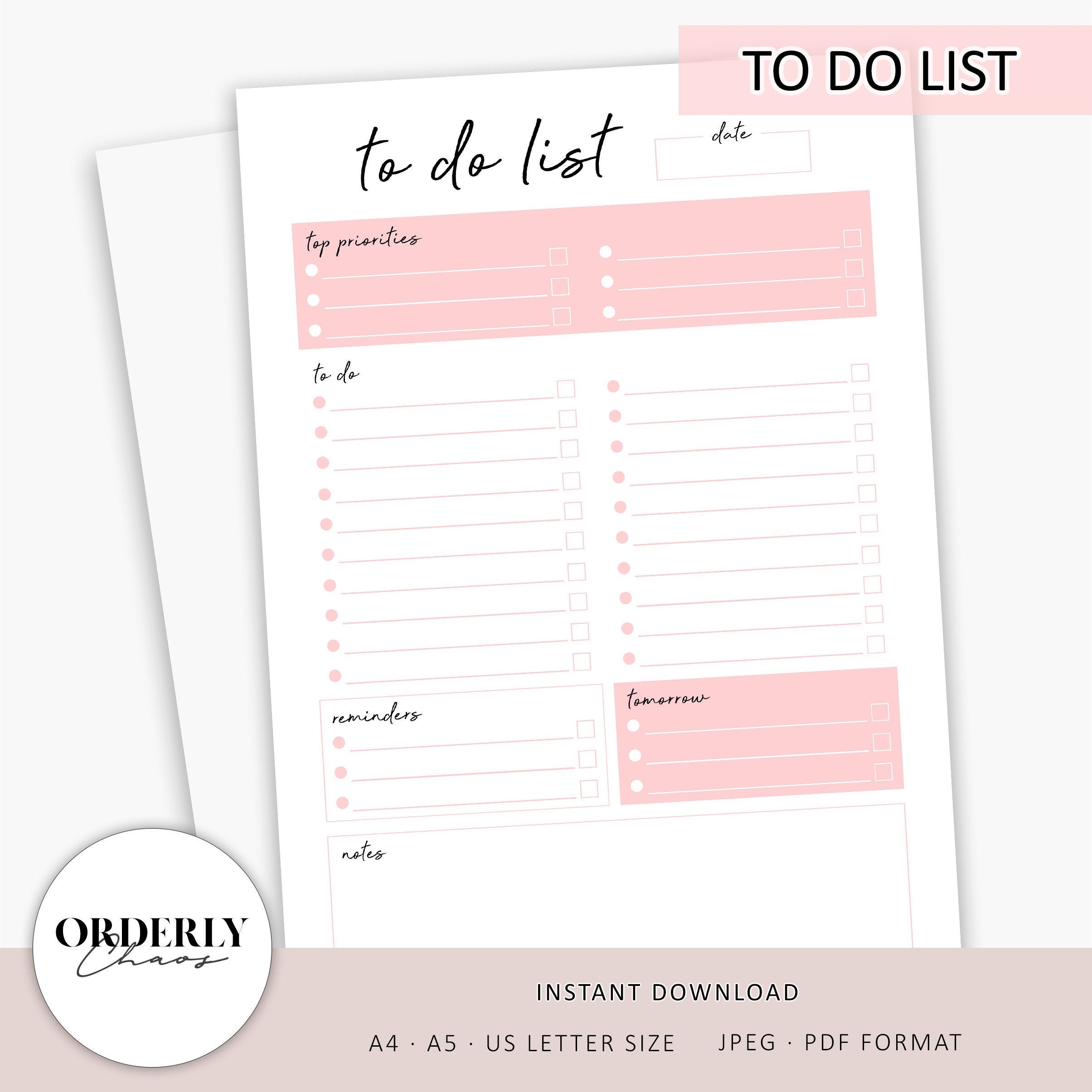 daily task list planner