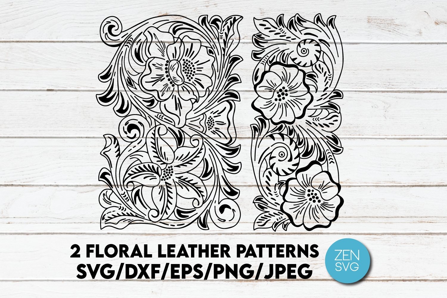 Tooled Leather Floral Pattern Cut File For Wallets