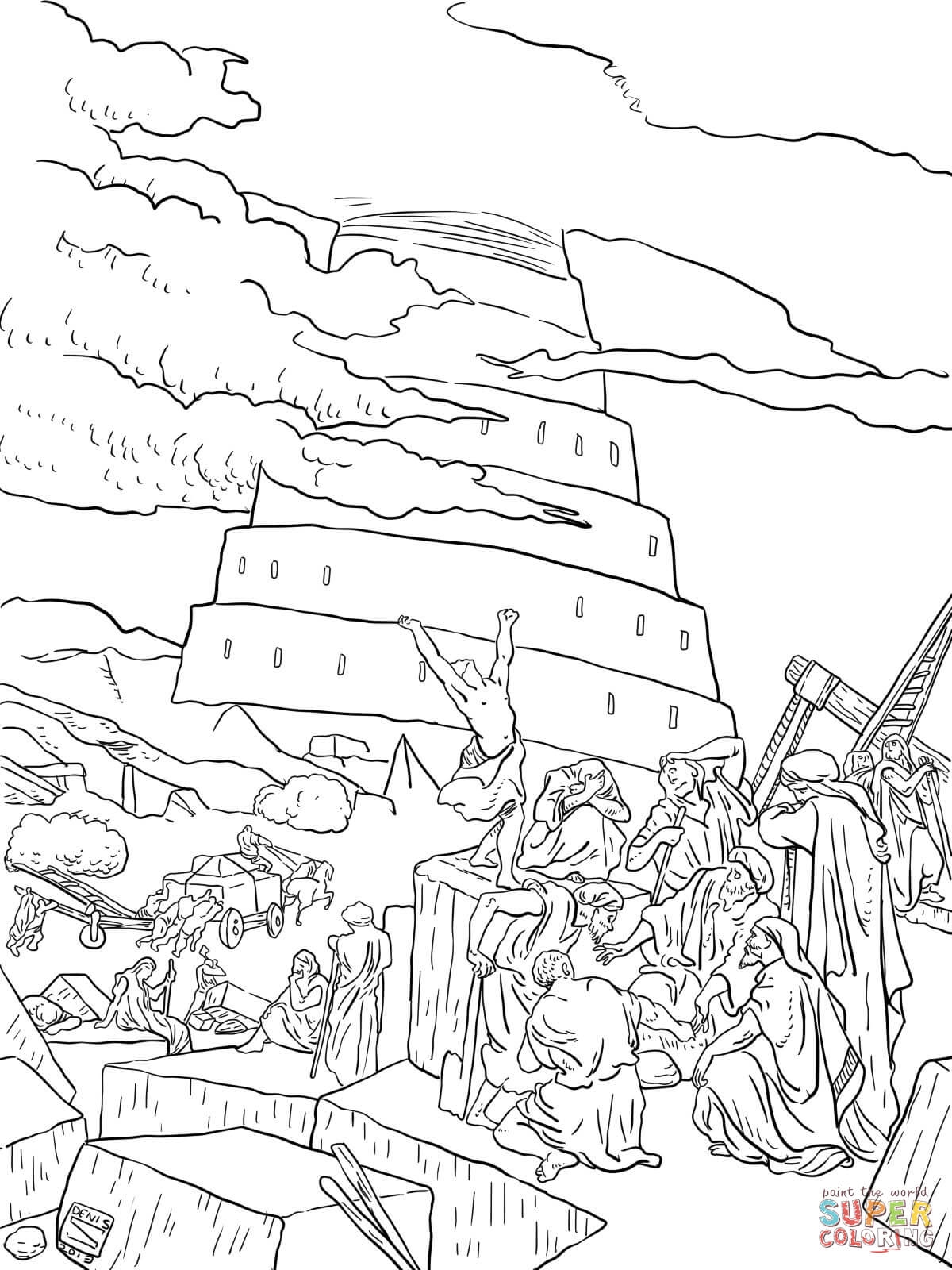 coloring page tower of babel