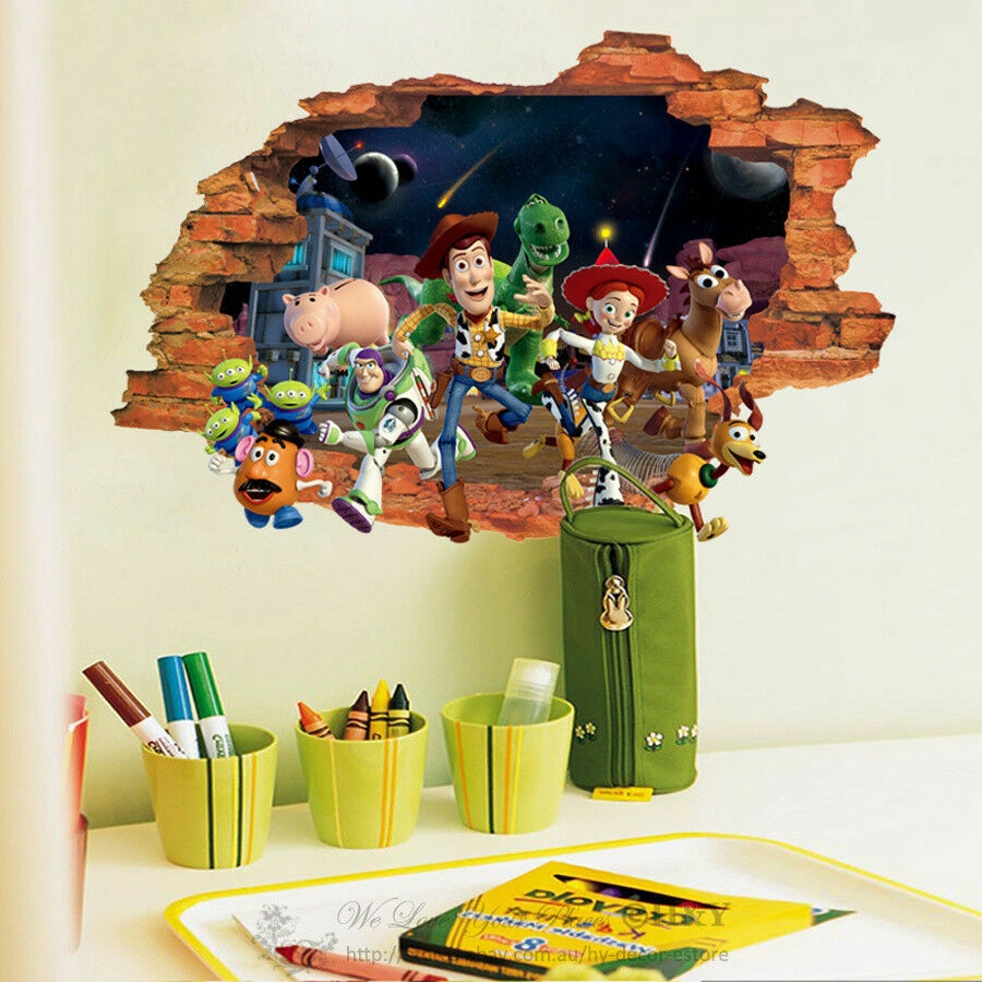 Toy Story 3 3D Broken Wall Decor Nursery Kids Decal Stickers Woody Buzz Bullseye EBay