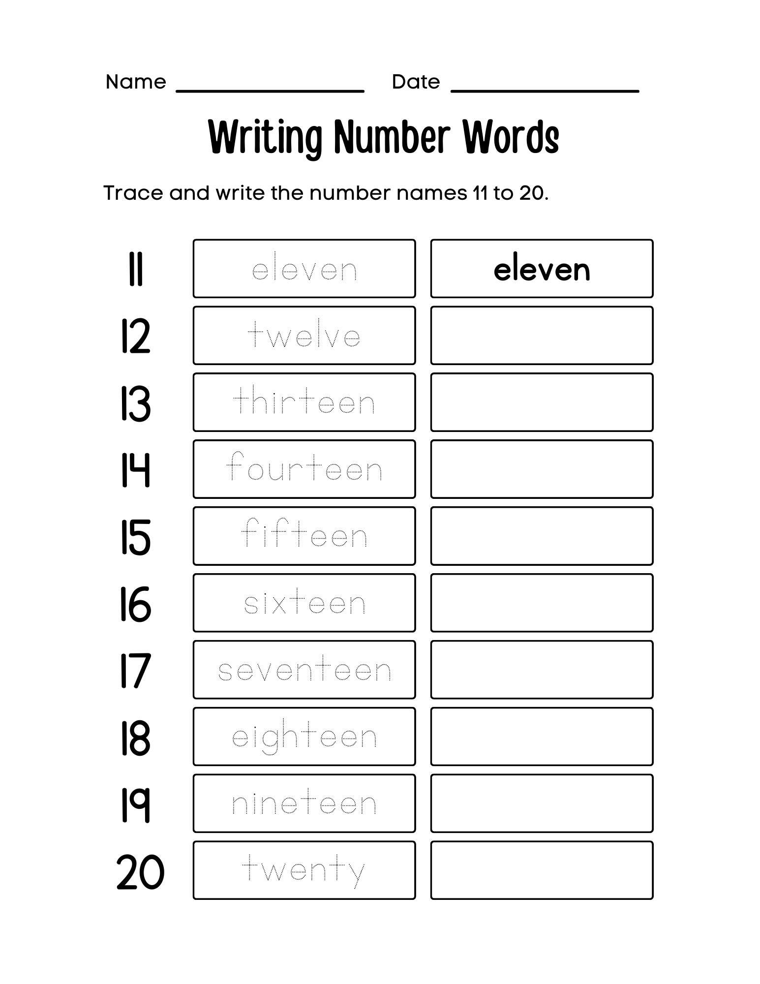 writing numbers in words worksheets