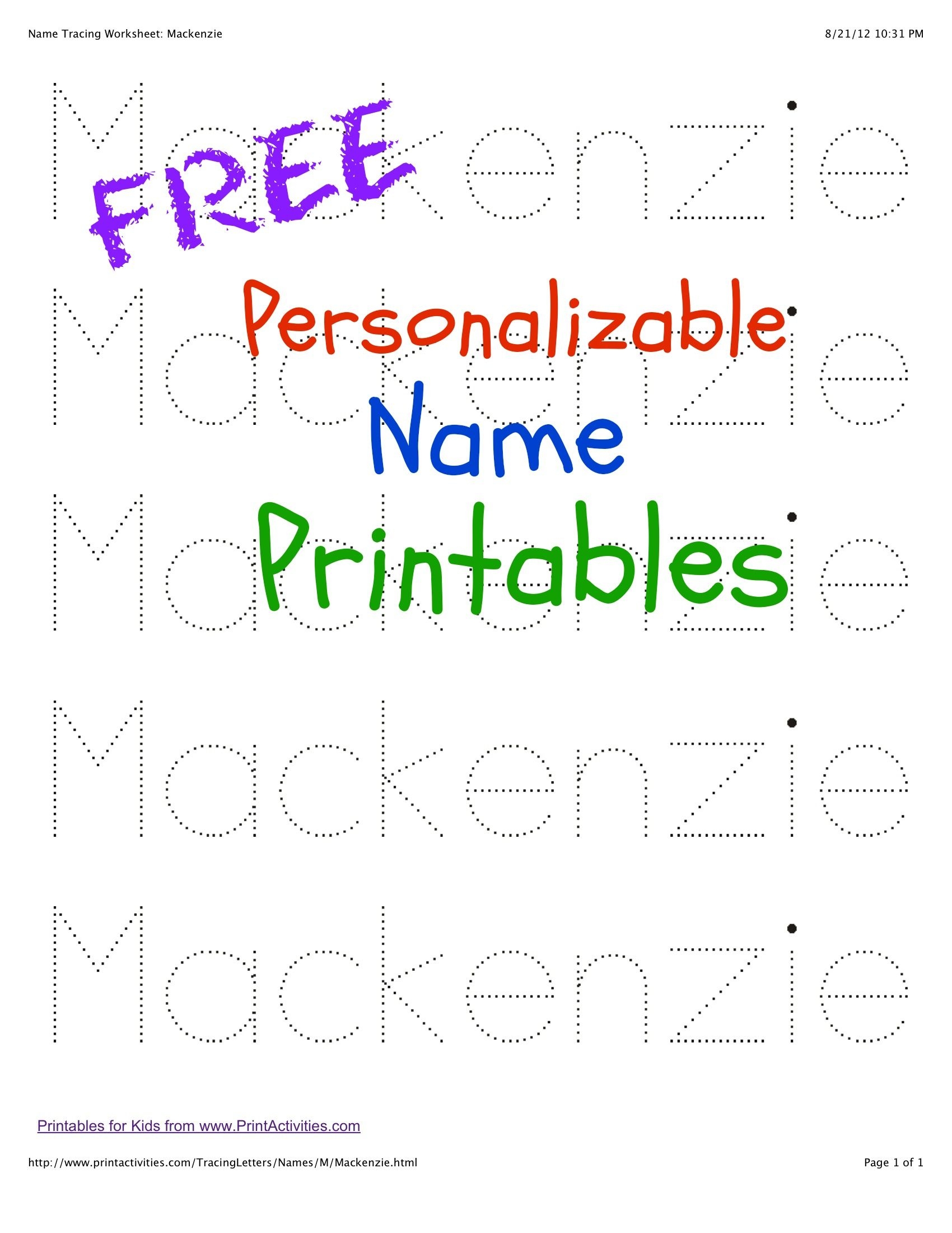 free tracing name worksheets