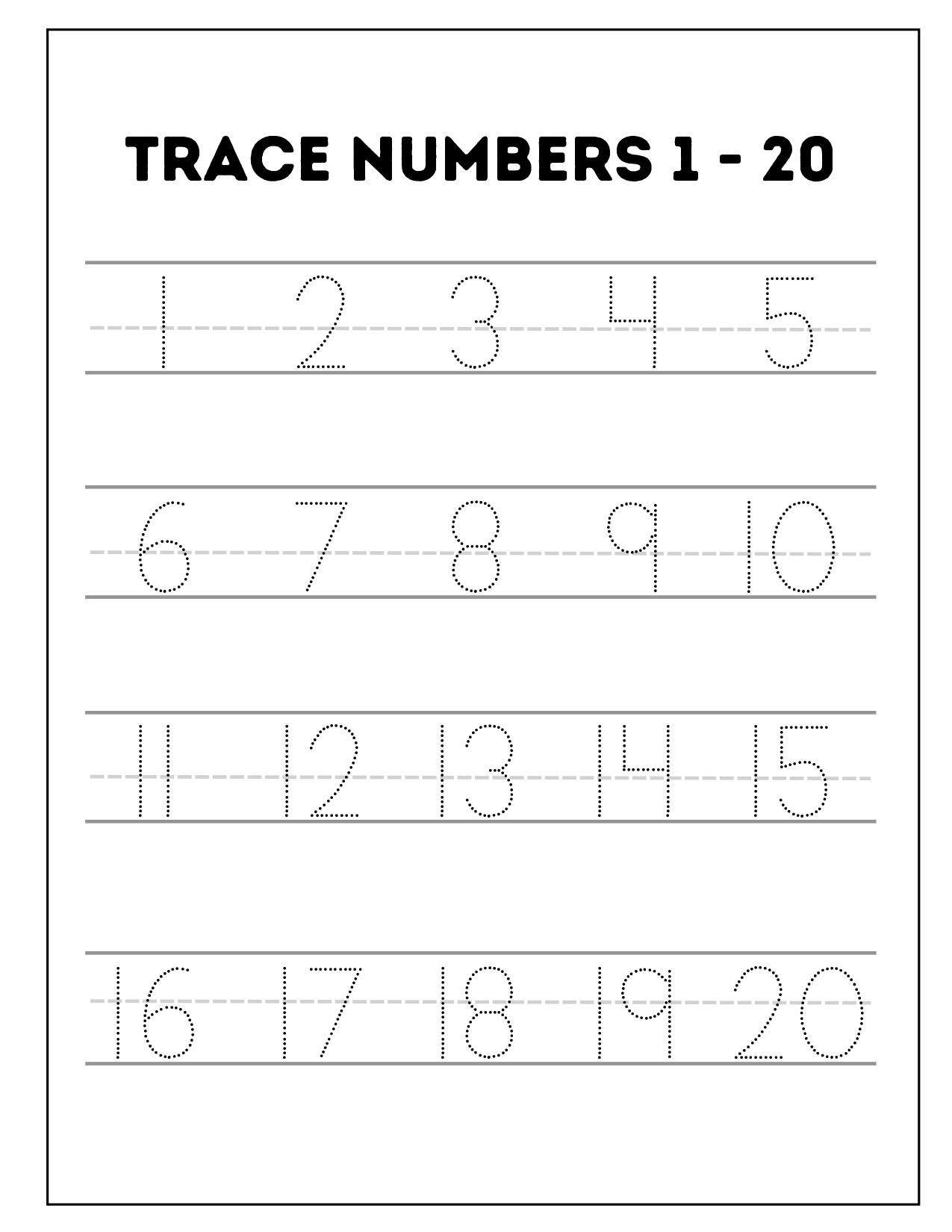 tracing numbers 1 20