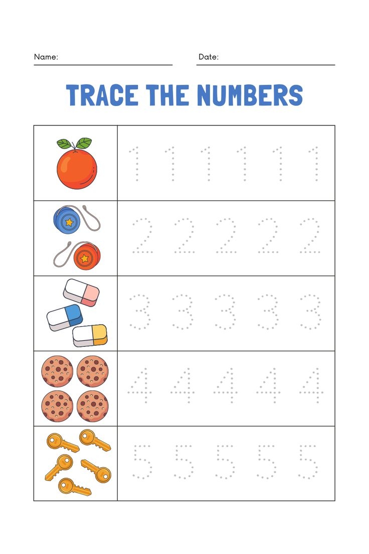 Trace The Numbers 1 6