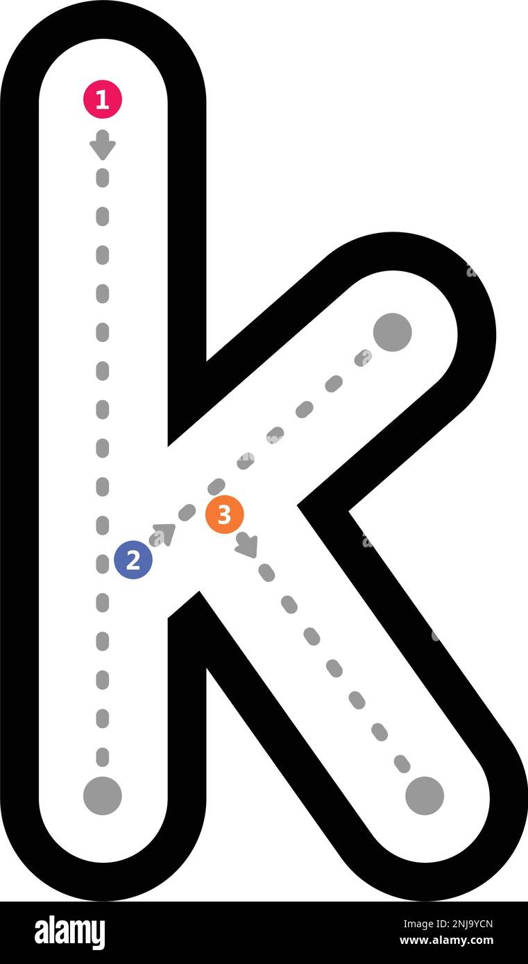 Tracing Alphabet Letter K Lowercase Prewriting Dotted Line Element For Kindergarten And Preschool Kids Worksheet For Handwriting Practice Activity Stock Vector Image Art Alamy