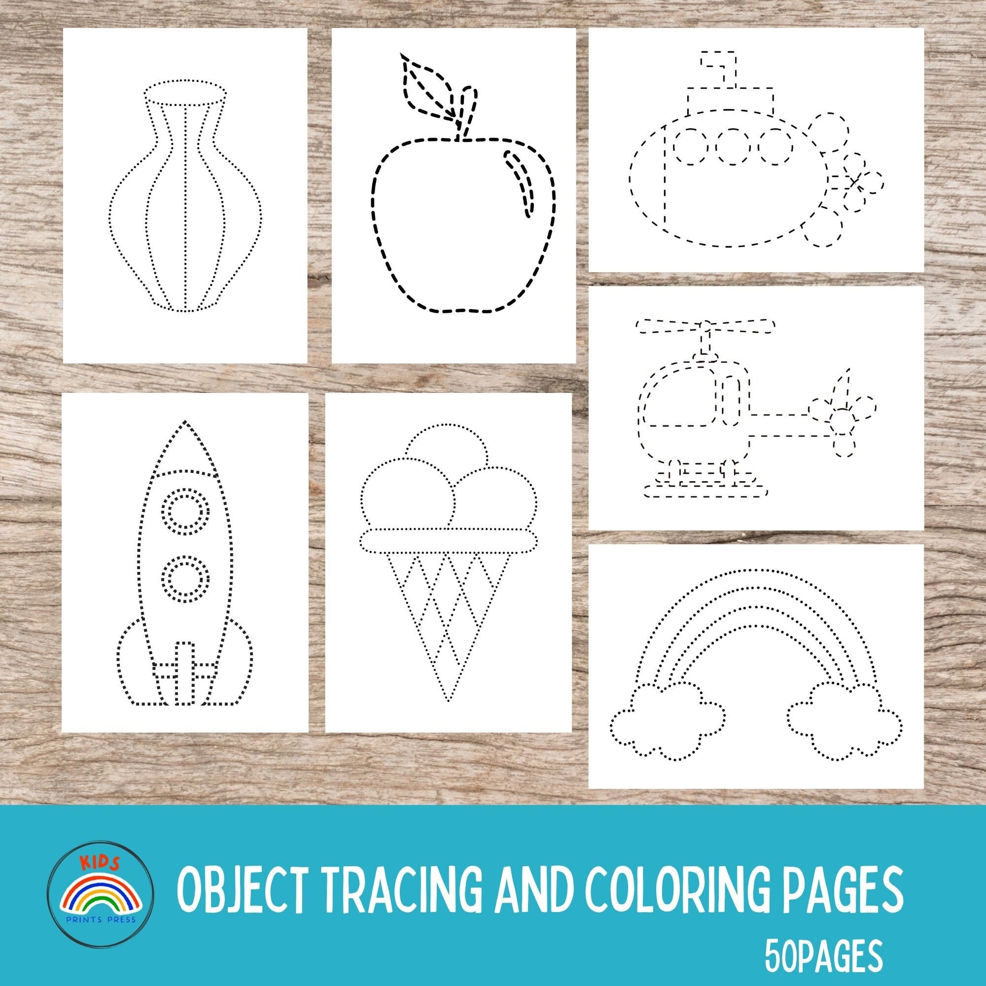 Tracing And Coloring Worksheets For Toddlers Preschooler Tracing Vehicles Fruits Vegetables Toys Flowers Tracing Objects Worksheets Etsy