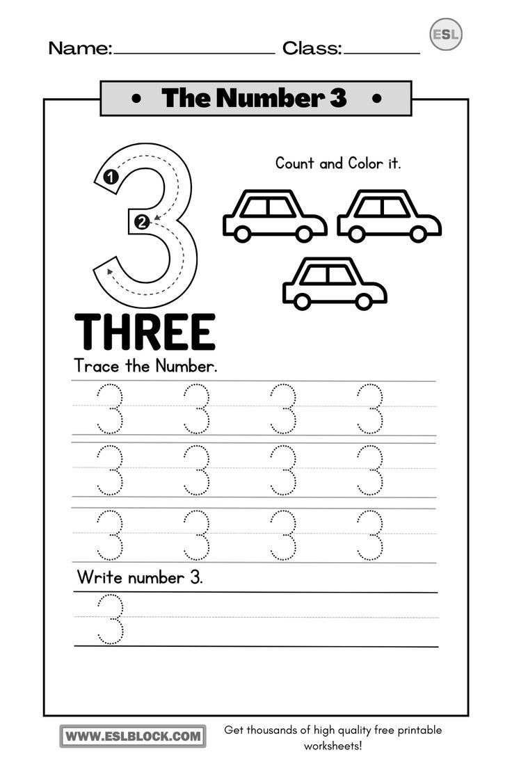 number tracing 3