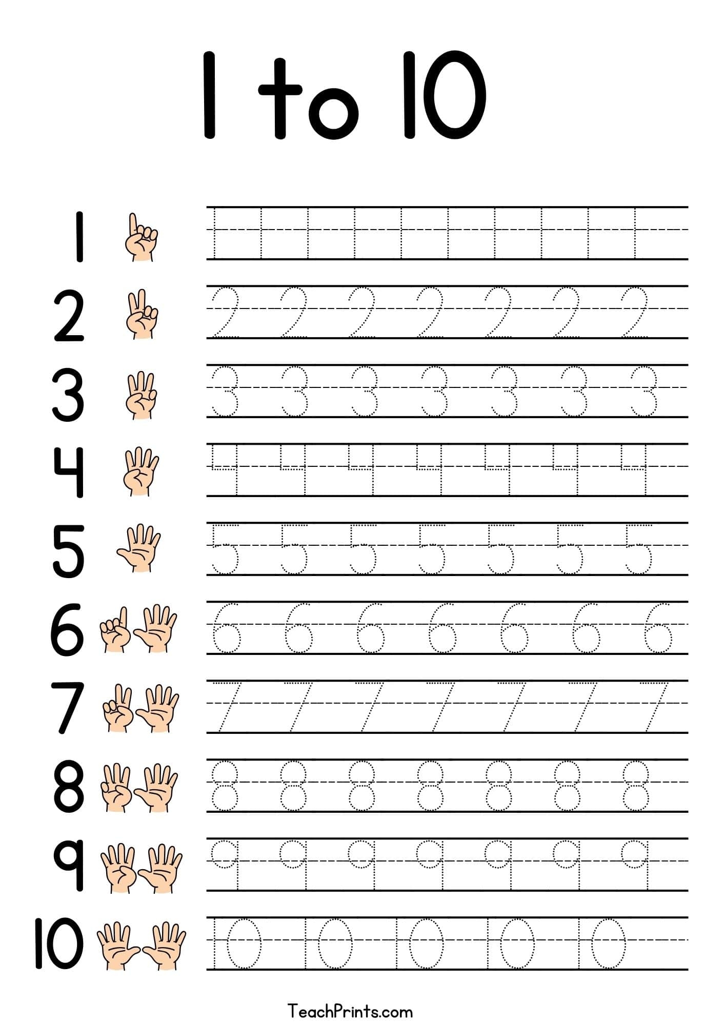 preschool number tracing sheets