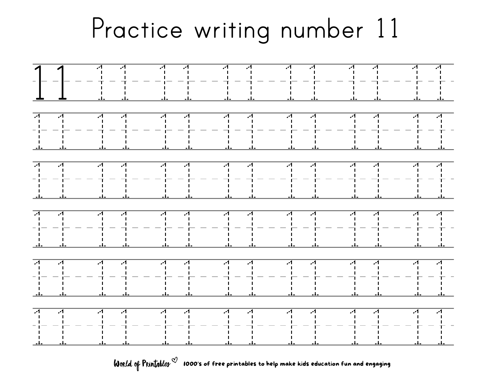 trace the numbers worksheet