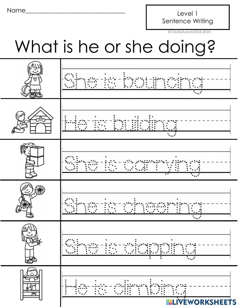 sentence tracing worksheets
