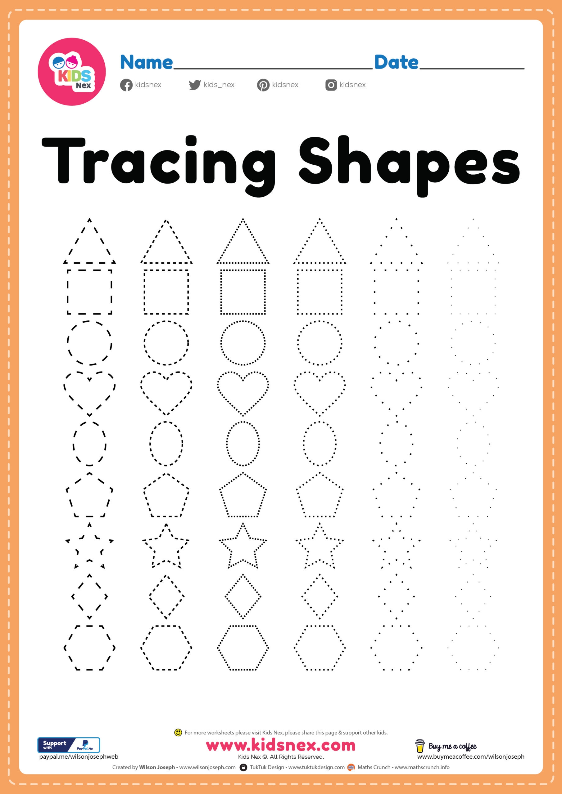 shape tracing worksheets pdf