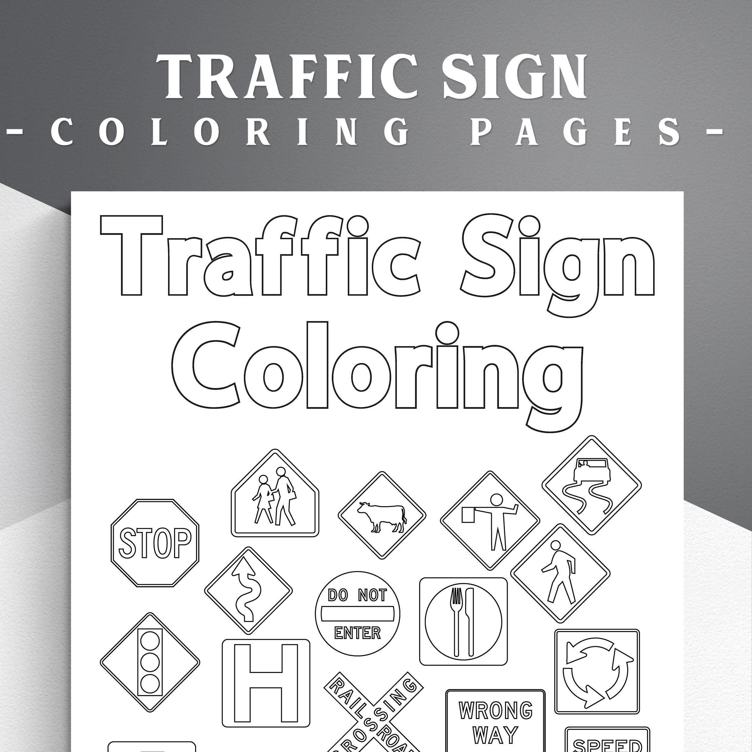 Traffic Sign Coloring Pages 36 Printable Road Signs PDF Etsy