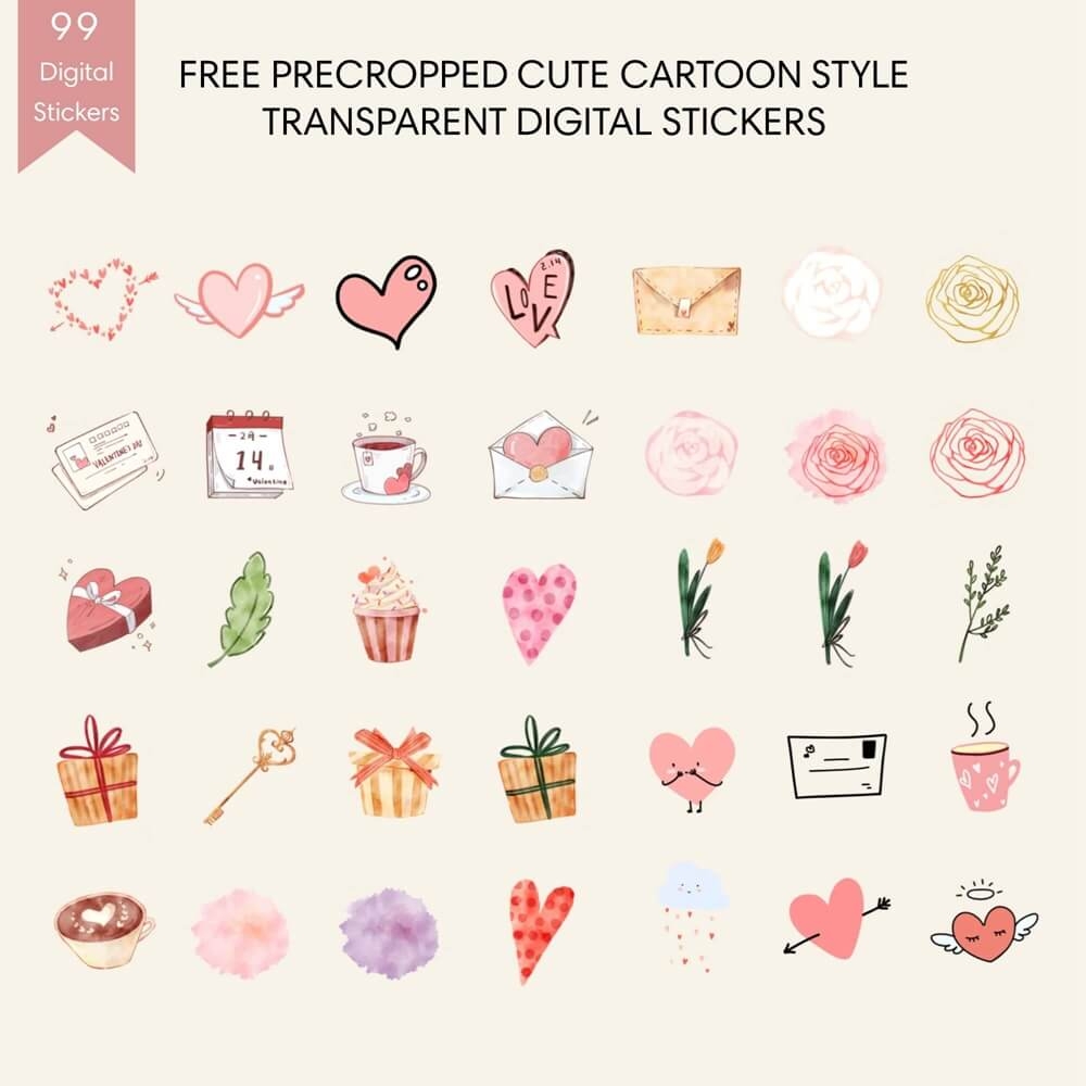 Transparent Free Digital Planner Stickers PNG Format To Download 