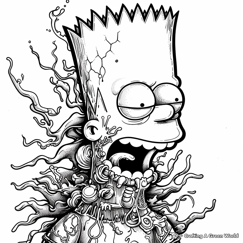 Trippy Bart Simpson Coloring Pages Free Printable 