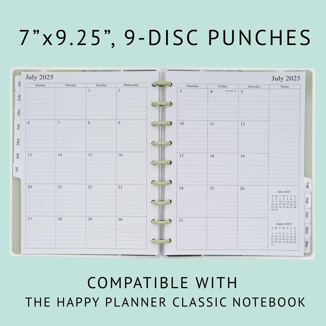 Undated Happy Planner 2025 Monthly Planner Calendar Reflls For 9 Dsc Classc Happy Planners Tul Calendar Refill 2026