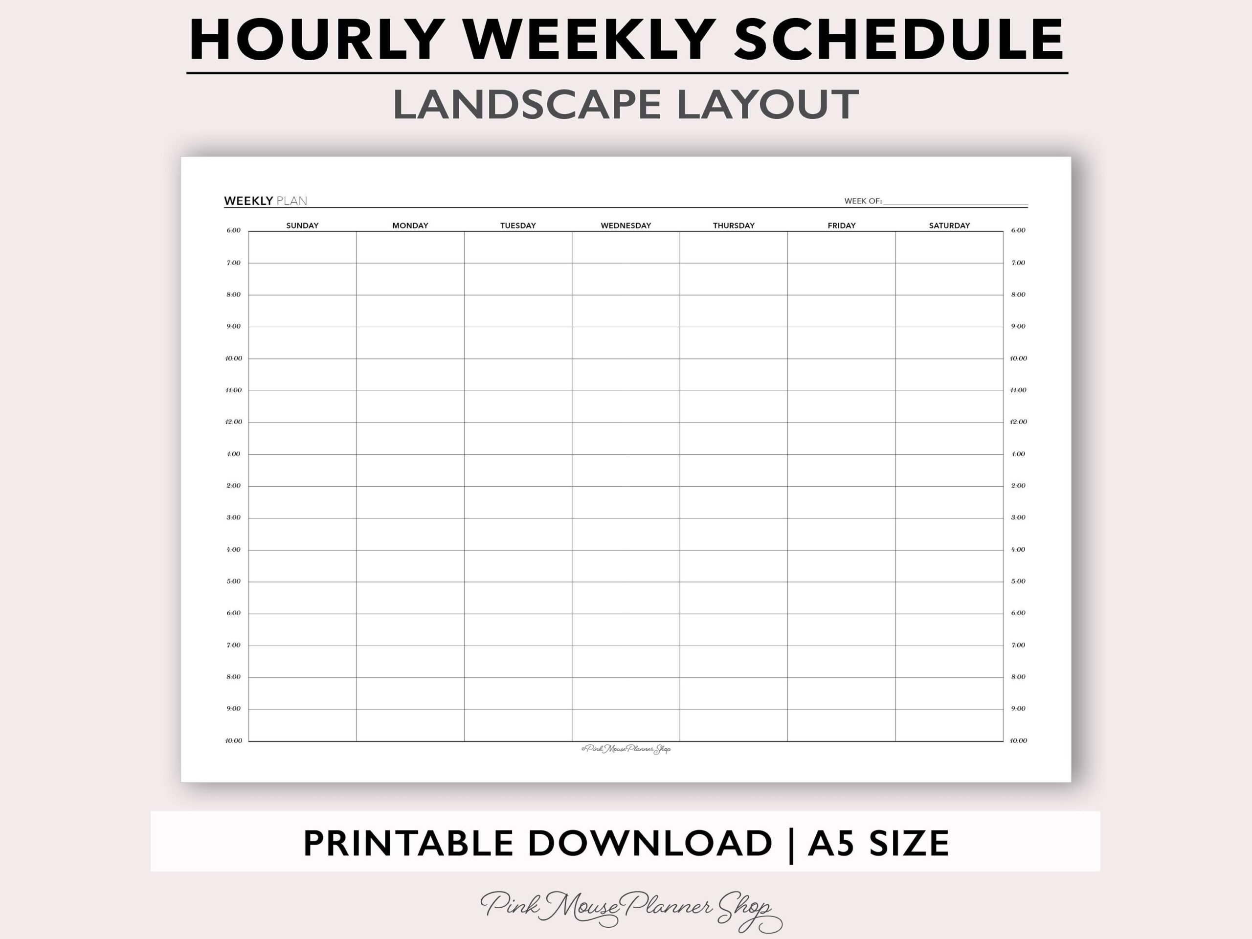 Undated Weekly Schedule Printable Time Block Planner Insert Hourly Planner Page Vertical Weekly Calendar Weekly Planner Template PDF Etsy