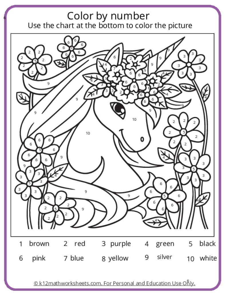 color by number math pages